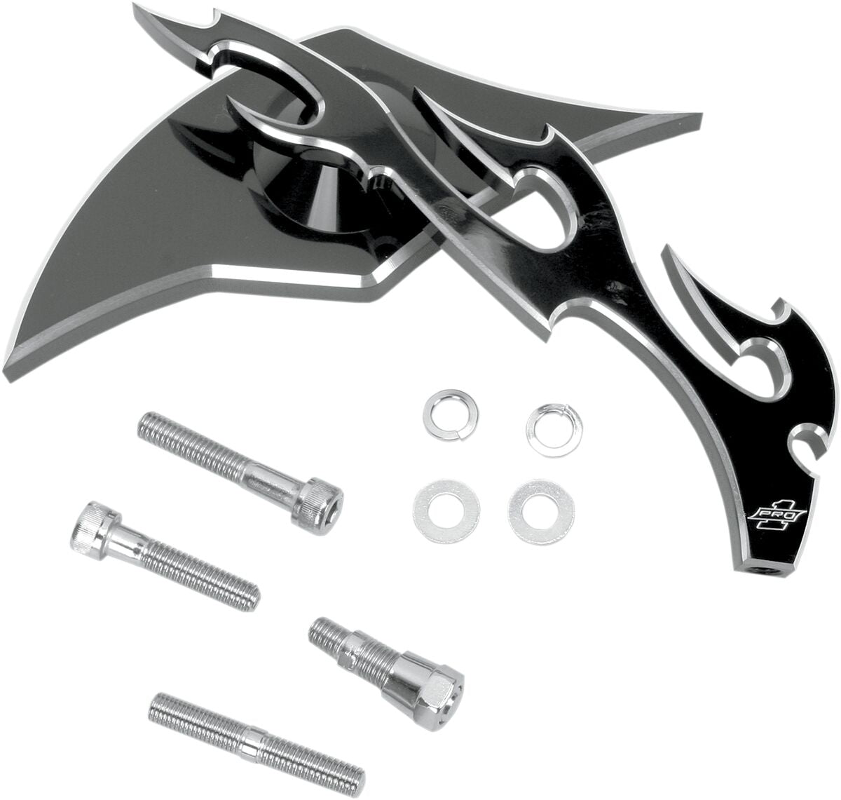 Pro One Perf.Mfg. Mirror Flame Right Blk MIRRORS Pro One Perf.Mfg.