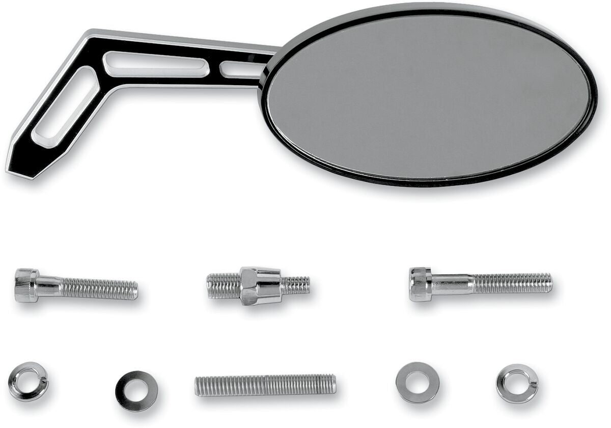 Pro One Perf.Mfg. Mirror Cutout Oval Rt Blk MIRRORS Pro One Perf.Mfg.