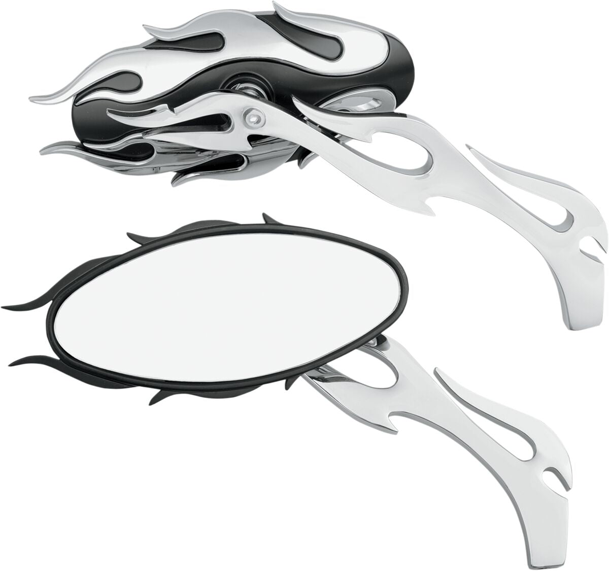Drag Specialties Mirror Ovl Flm Blk/Chr MIRRORS Drag Specialties