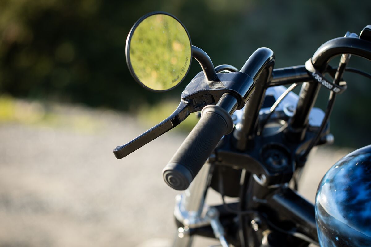 Pair Utility Mirror Round CE Perch Mount, Chrome Mirrors Biltwell