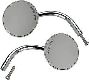 Pair Utility Mirror Round CE Perch Mount, Chrome Mirrors Biltwell