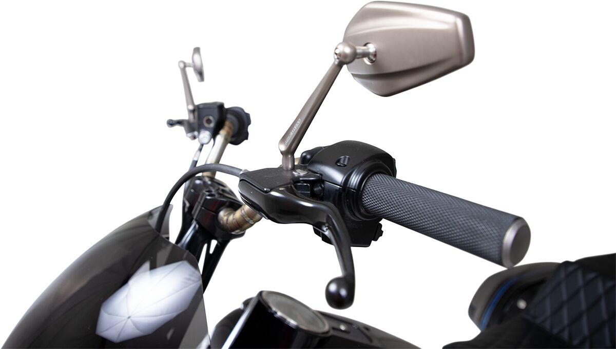 Left Mini Stocker Forged Mirror, Titanium Mirrors Arlen Ness