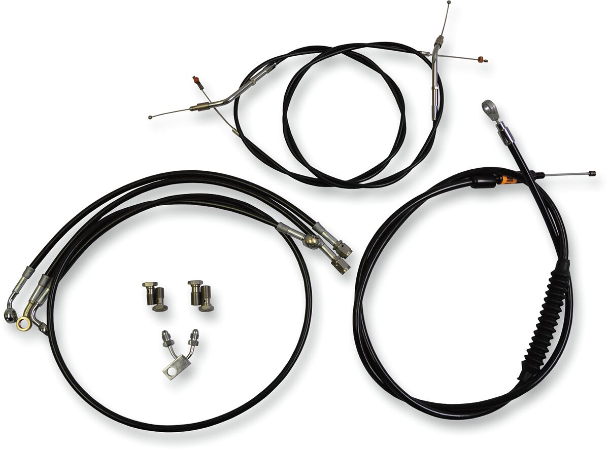 La Choppers Standard Cable Kit For 12 14 Ape Hangers Black Vinyl/Stainles Braided Steel Black Brake & Clutch Lines La Choppers