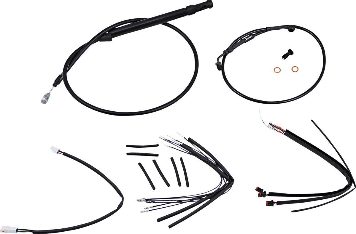 Burly Brand Black Control Kit For 14" Gorilla Handlebars Apehanger Cable/Line Kits Burly Brand
