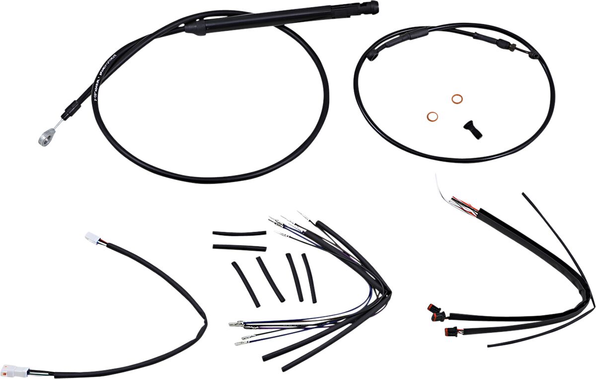 Burly Brand Black Control Kit For 18" Gorilla Handlebars Apehanger Cable/Line Kits Burly Brand