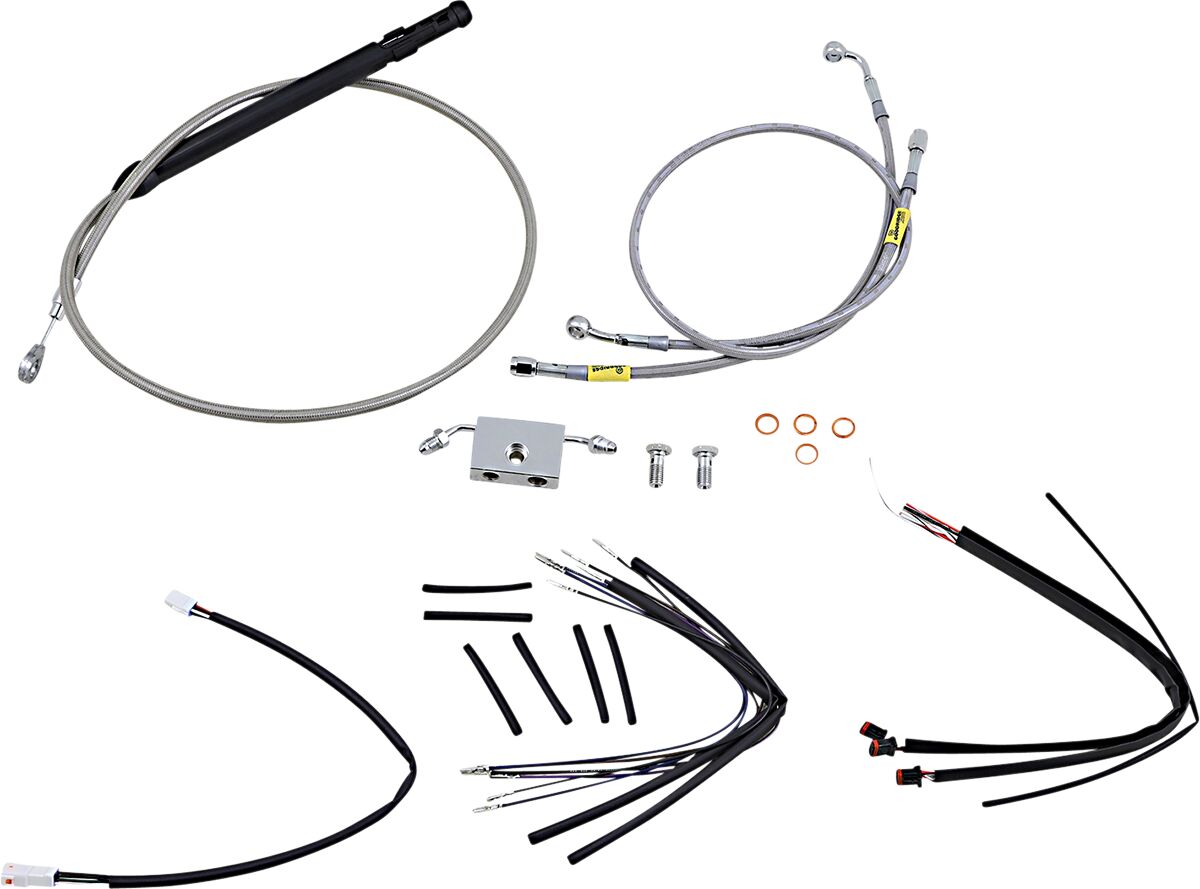 Burly Brand Stainless Steel Control Kit For 16" Gorilla Handlebars Apehanger Cable/Line Kits Burly Brand