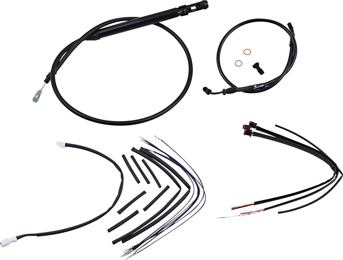 Burly Brand Black Vinyl Jail Bar Cable Kit For 14" Handlebars Apehanger Cable/Line Kits Burly Brand