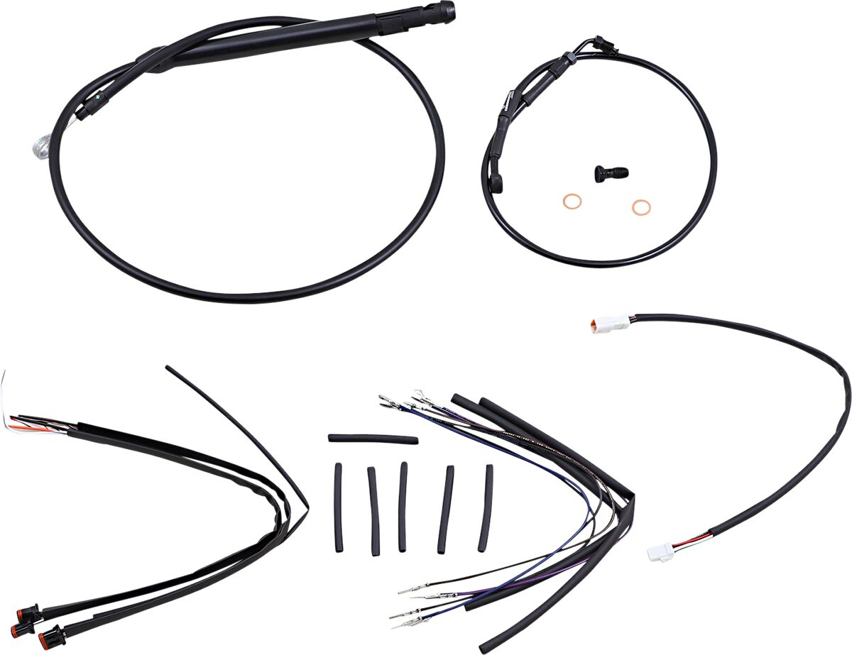 Burly Brand Complete Black Vinyl Handlebar Cable/Brake Line Kit For 12" Ape Hanger Handlebars Apehanger Cable/Line Kits Burly Brand