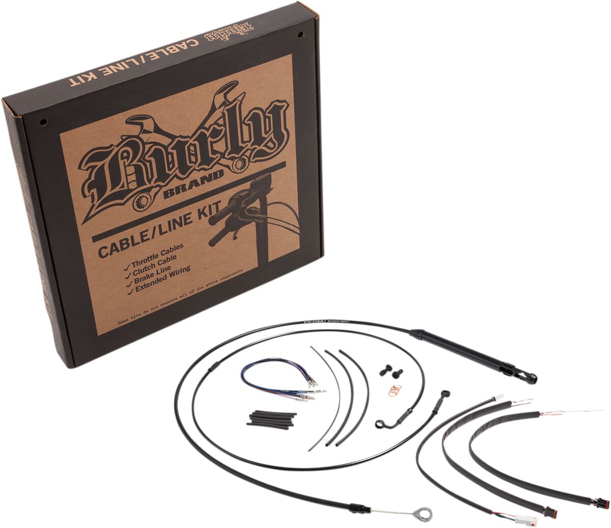 Complete Black Vinyl Handlebar Cable/Brake Line Kit For 14" Ape Hanger Handlebars Burly Brand