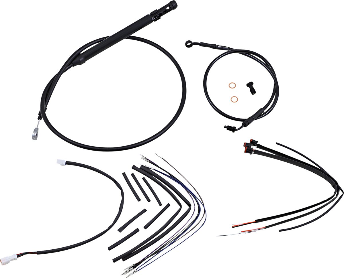 Burly Brand Complete Black Vinyl Handlebar Cable/Brake Line Kit For 14" Ape Hanger Handlebars Apehanger Cable/Line Kits Burly Brand