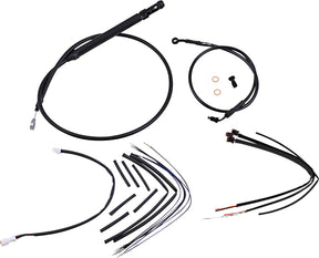 Burly Brand Complete Black Vinyl Handlebar Cable/Brake Line Kit For 14" Ape Hanger Handlebars Apehanger Cable/Line Kits Burly Brand