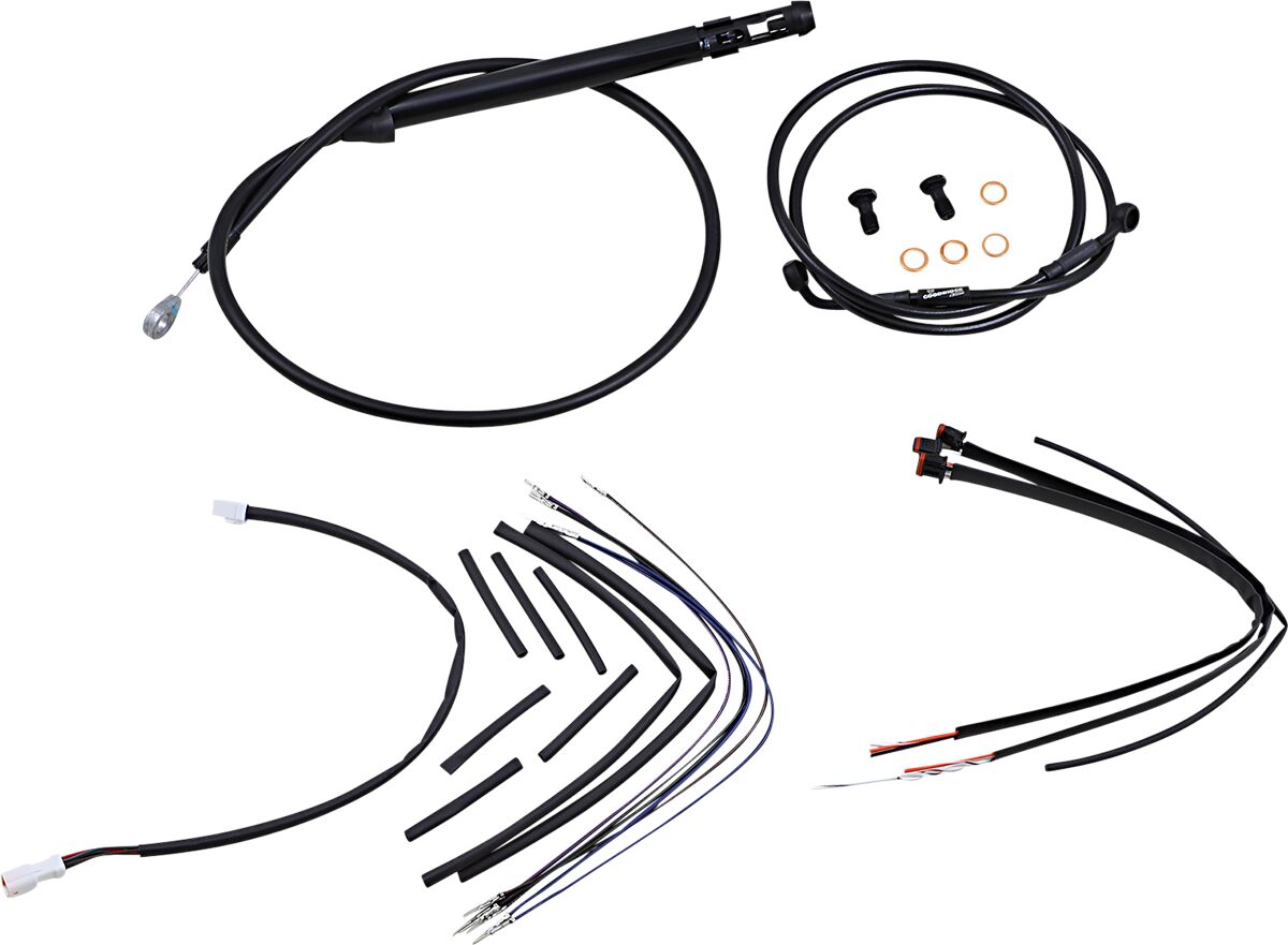 Burly Brand Black Vinyl Jail Bar Cable Kit For 12" Handlebars Brake & Clutch Lines Burly Brand
