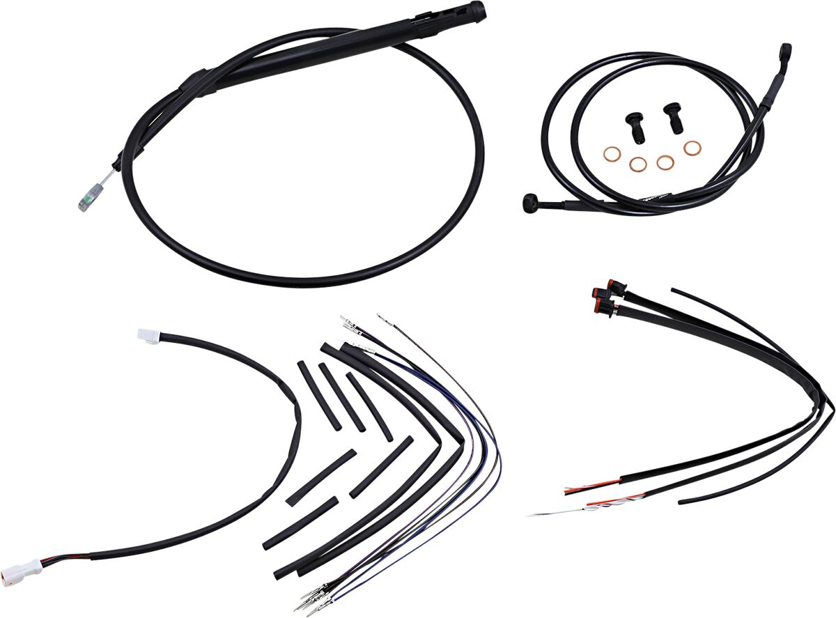 Burly Brand Black Vinyl Jail Bar Cable Kit For 14" Handlebars Brake & Clutch Lines Burly Brand