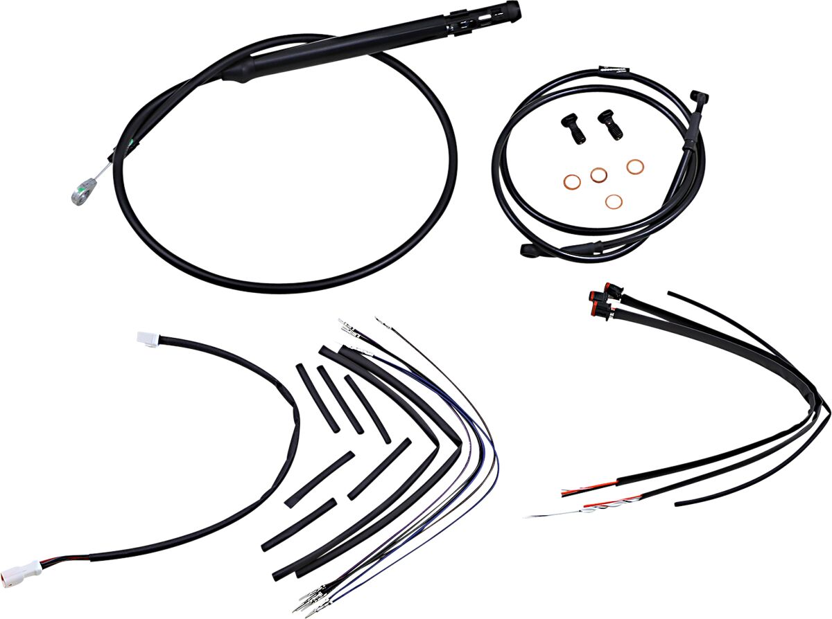 Burly Brand Complete Black Vinyl Handlebar Cable/Brake Line Kit For 12" Ape Hanger Handlebars Apehanger Cable/Line Kits Burly Brand