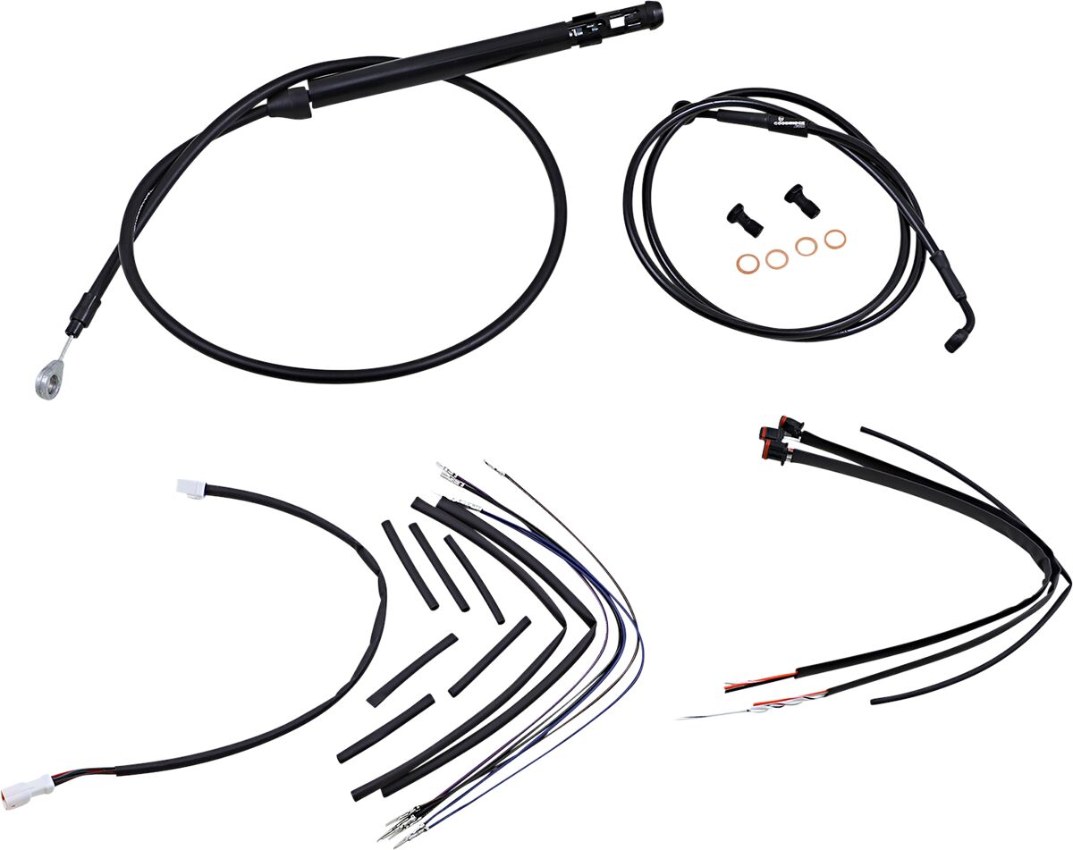 Burly Brand Complete Black Vinyl Handlebar Cable/Brake Line Kit For 16" Ape Hanger Handlebars Brake & Clutch Lines Burly Brand