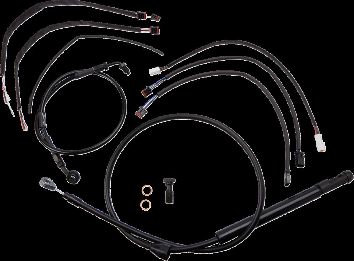 Burly Brand Black Vinyl Jail Bar Cable Kit For 14" Handlebars Apehanger Cable/Line Kits Burly Brand