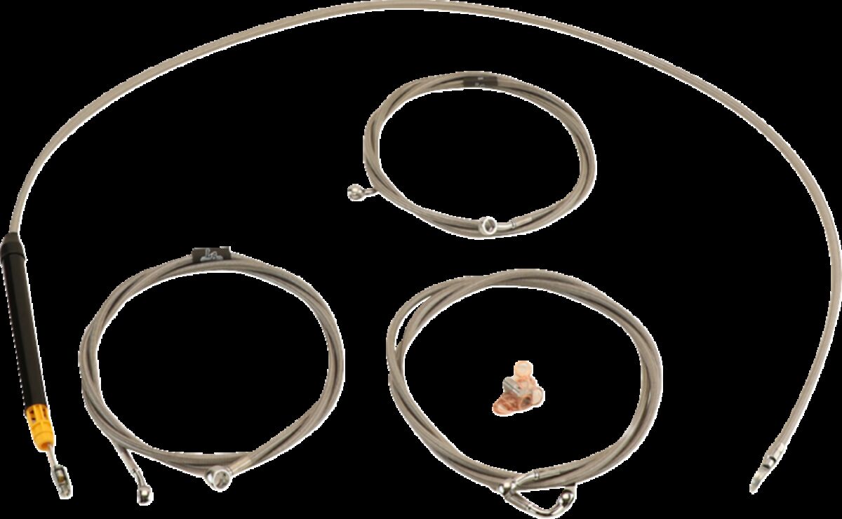 La Choppers Handlebar Cable/Brake Line Kit Stock Ape Hanger Handlebars Stainless Steel Brake & Clutch Lines La Choppers