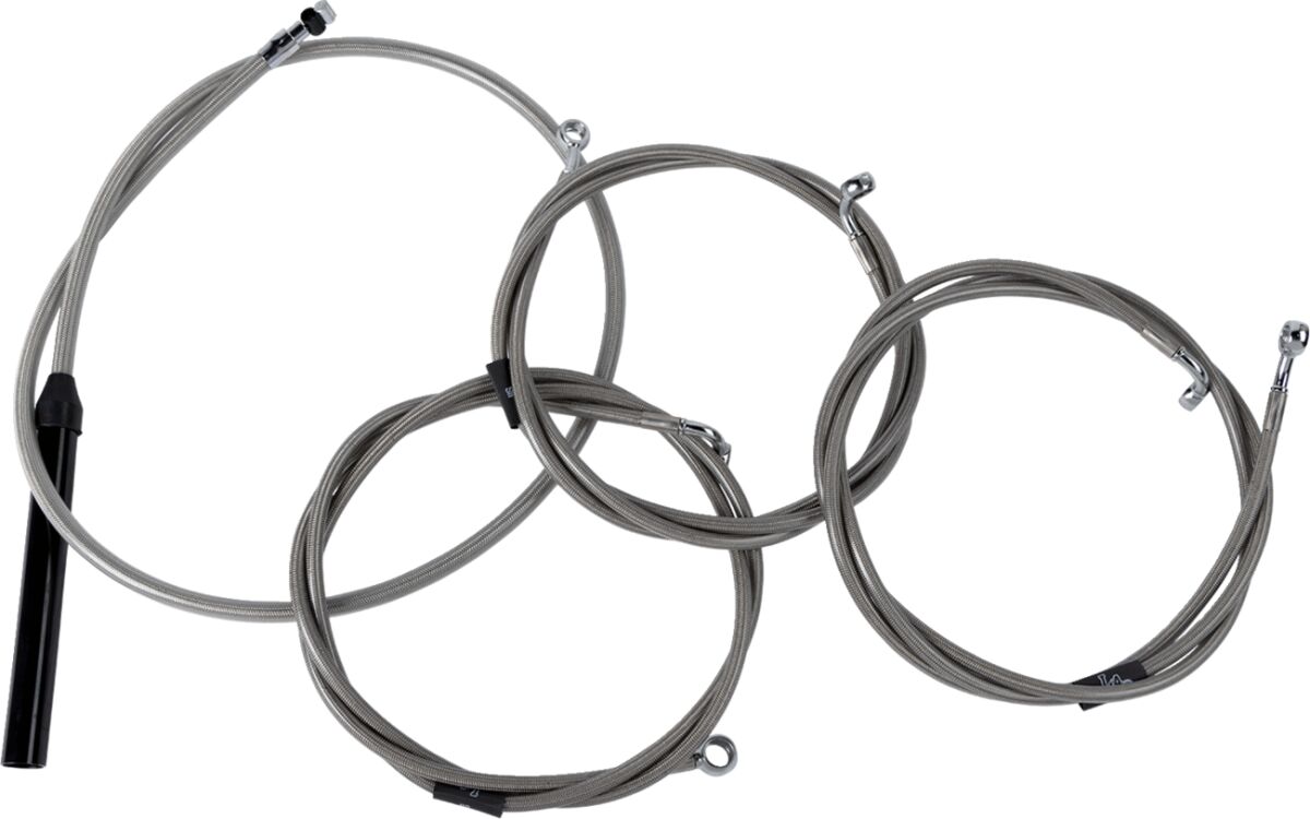 La Choppers Handlebar Cable/Brake Line Kit Complete Stock Handlebars Stainless Brake & Clutch Lines La Choppers