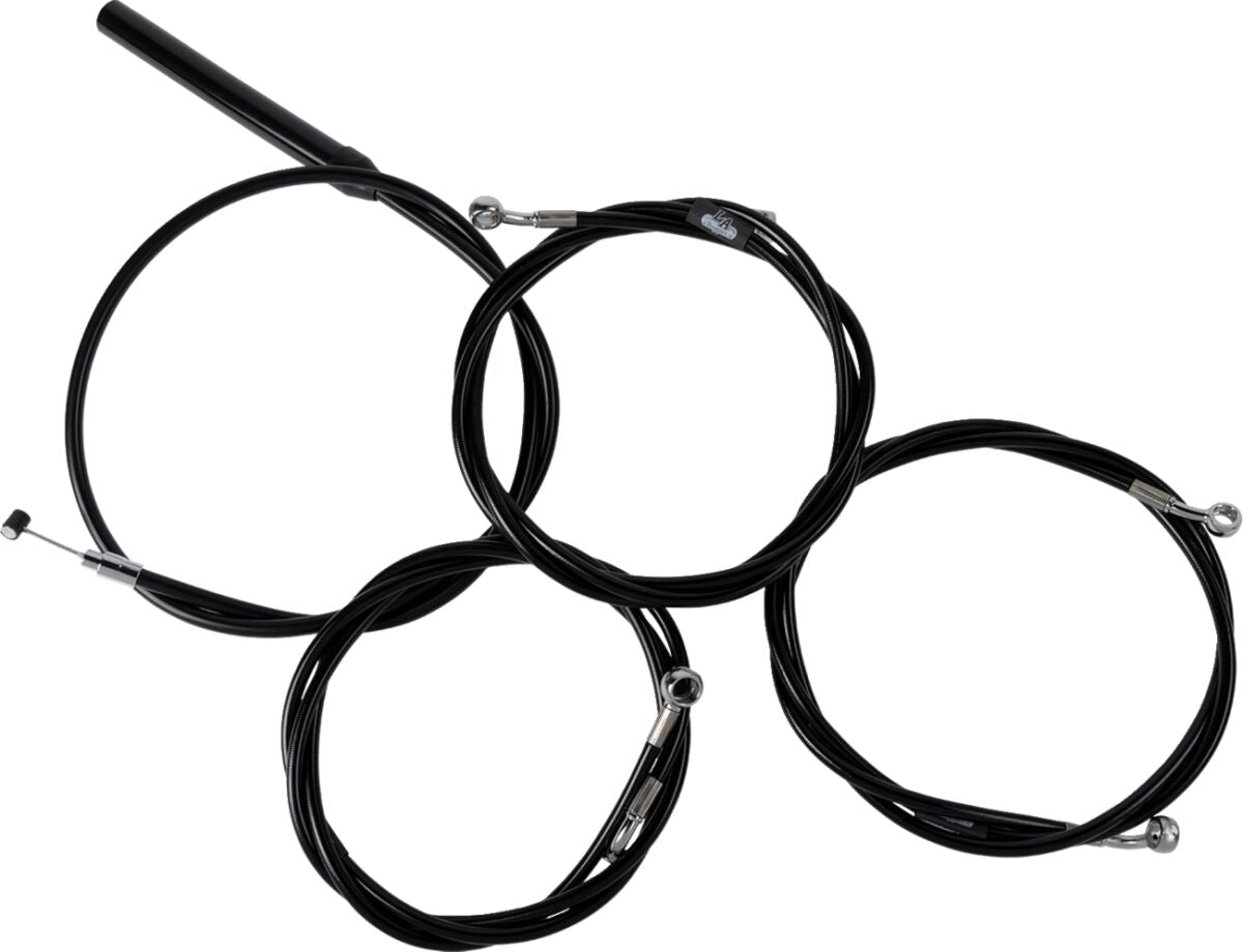 La Choppers Handlebar Cable/Brake Line Kit Complete Stock Handlebars Black Vinyl Brake & Clutch Lines La Choppers