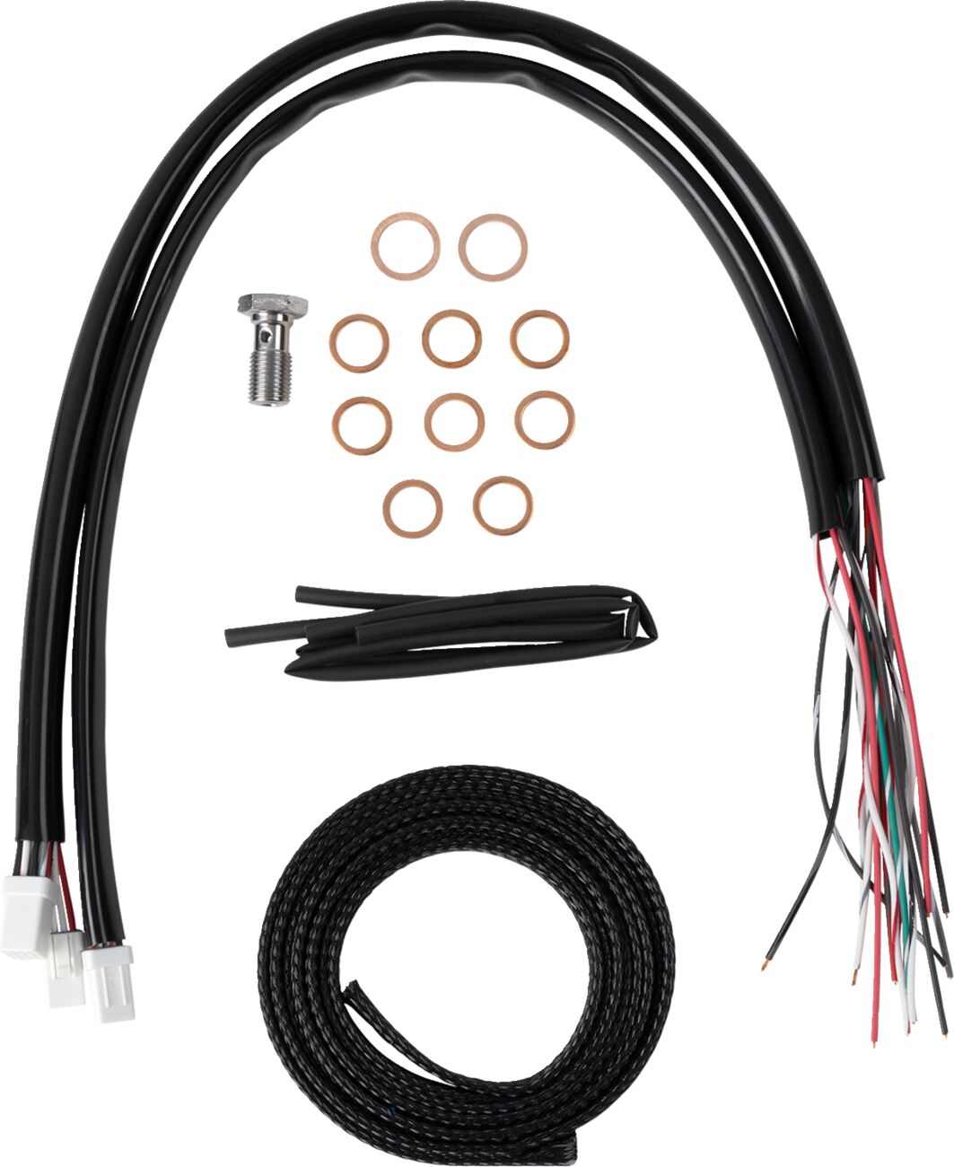 La Choppers Handlebar Cable/Brake Line Kit Complete Stock Handlebars Black Vinyl Brake & Clutch Lines La Choppers