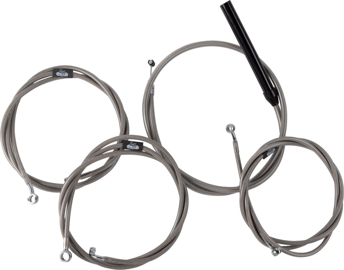 La Choppers Handlebar Cable/Brake Line Kit Complete 12" 14" Handlebars Stainless Brake & Clutch Lines La Choppers