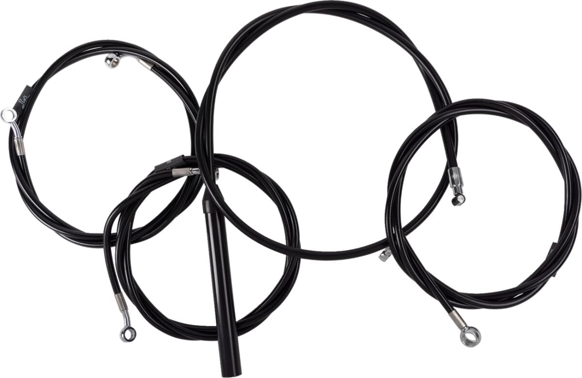 La Choppers Handlebar Cable/Brake Line Kit Complete 15" 17" Handlebars Black Vinyl Brake & Clutch Lines La Choppers
