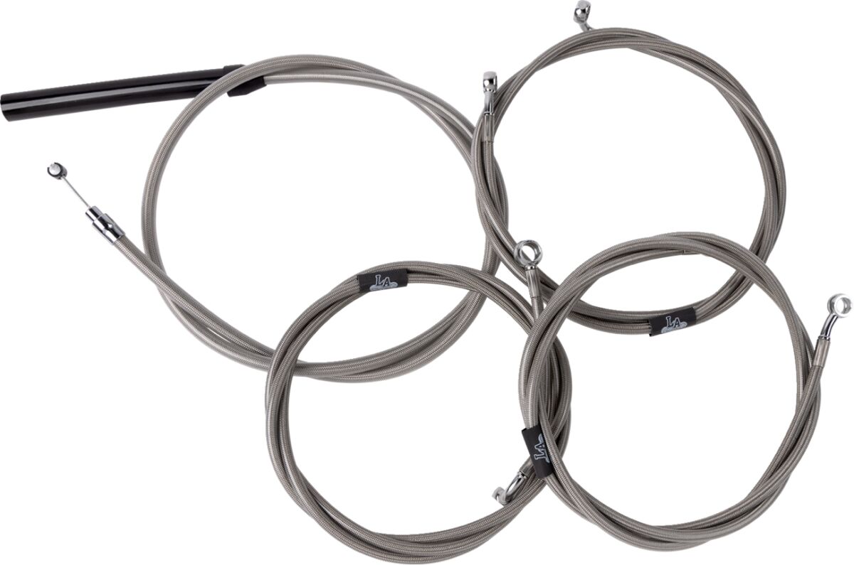 La Choppers Handlebar Cable/Brake Line Kit Complete 18" 20" Handlebars Stainless Brake & Clutch Lines La Choppers