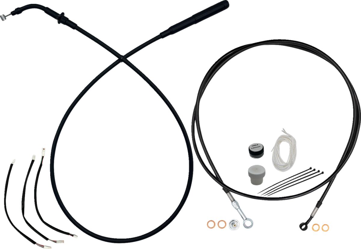 Fat Baggers Inc. Ez Kt Full Len 10 Bars Bk Viny CLUTCH & BRAKE CABLE/HOSE KITS Fat Baggers Inc.
