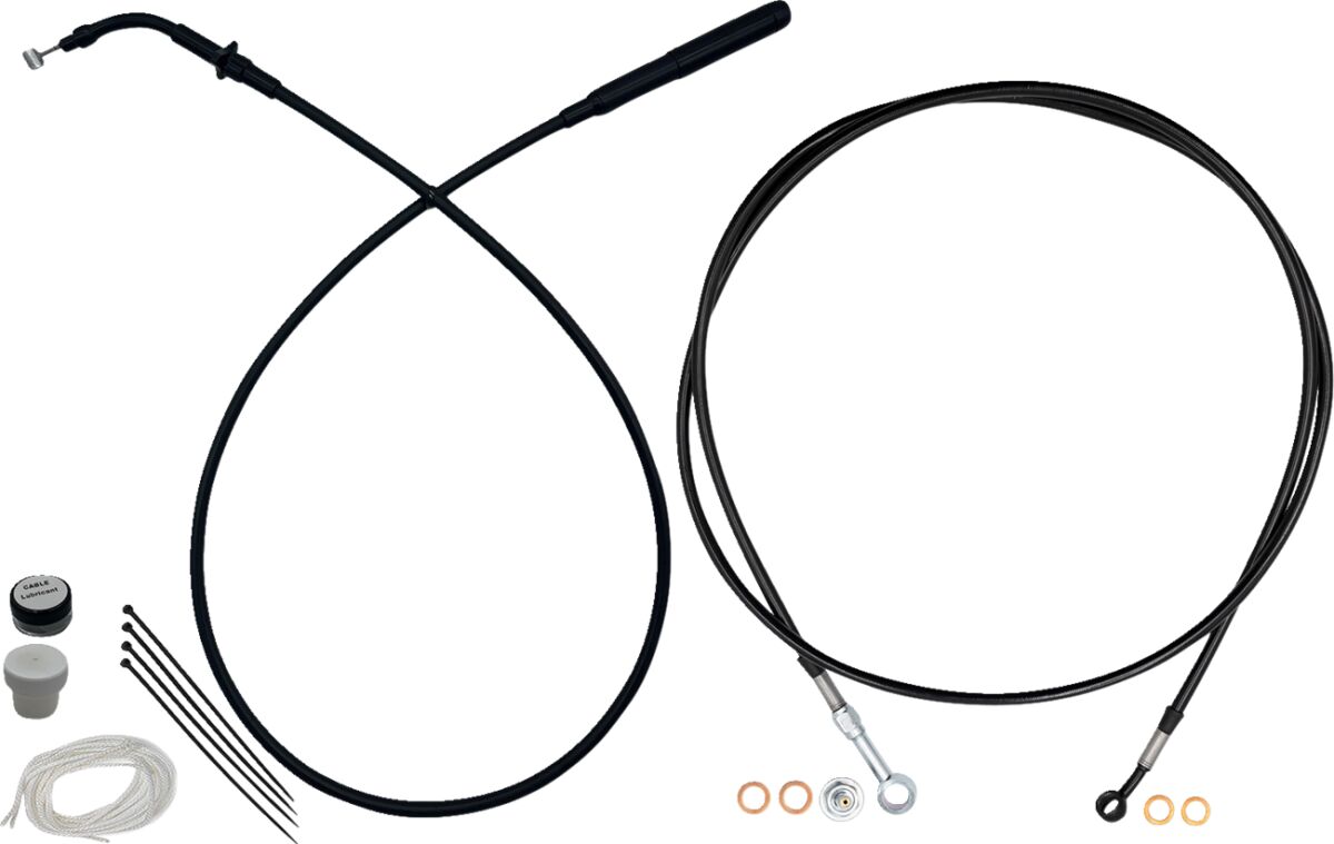 Fat Baggers Inc. Ez Kt Full Len 14 Bars Bk Viny CLUTCH & BRAKE CABLE/HOSE KITS Fat Baggers Inc.