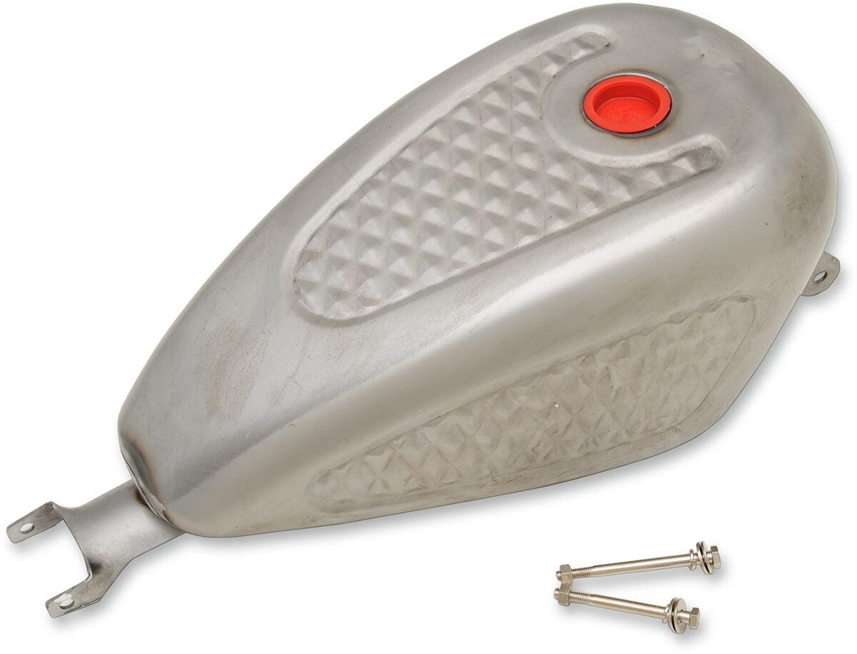 Drag Specialties Tank Gas Custom 3 Gallon Diamond Pattern Raw Gas Tank Drag Specialties