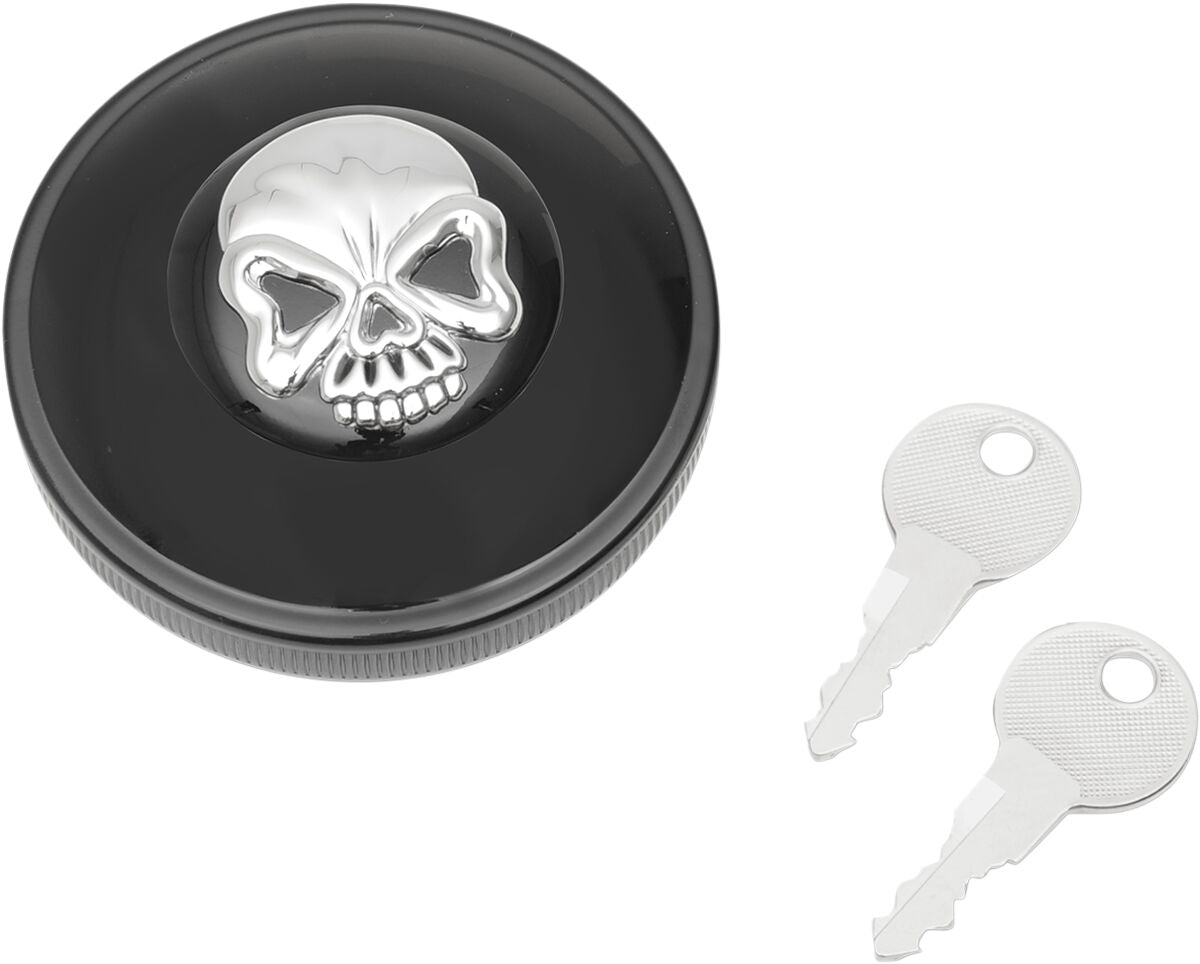 Drag Specialties Cap Vnt W/Lock Skl Blk Gas Cap Drag Specialties