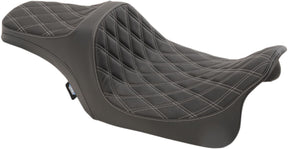Drag Specialties Seats Seat Predator Iii Double Diamond Black/Silver Seat Drag Specialties