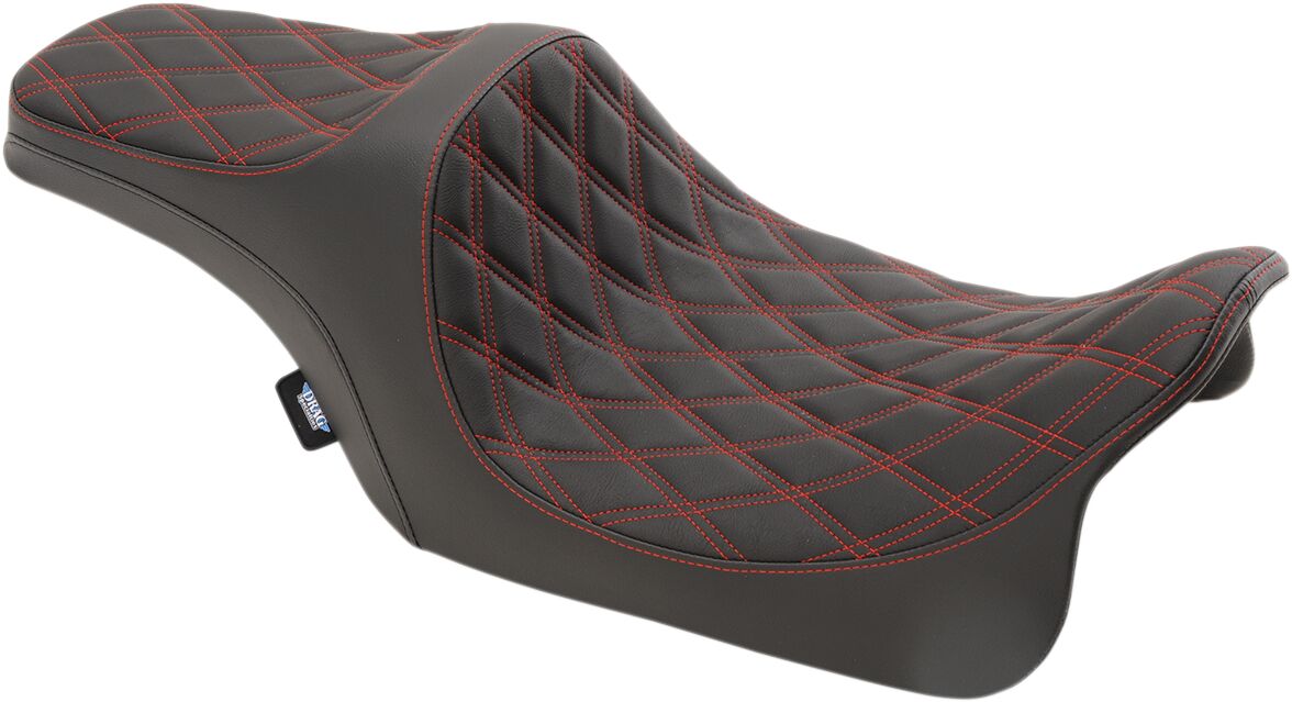 Drag Specialties Seats Seat Predator Iii Double Diamond Black/Red Seat Drag Specialties