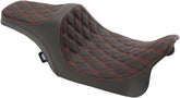 Drag Specialties Seats Seat Predator Iii Double Diamond Black/Red Seat Drag Specialties