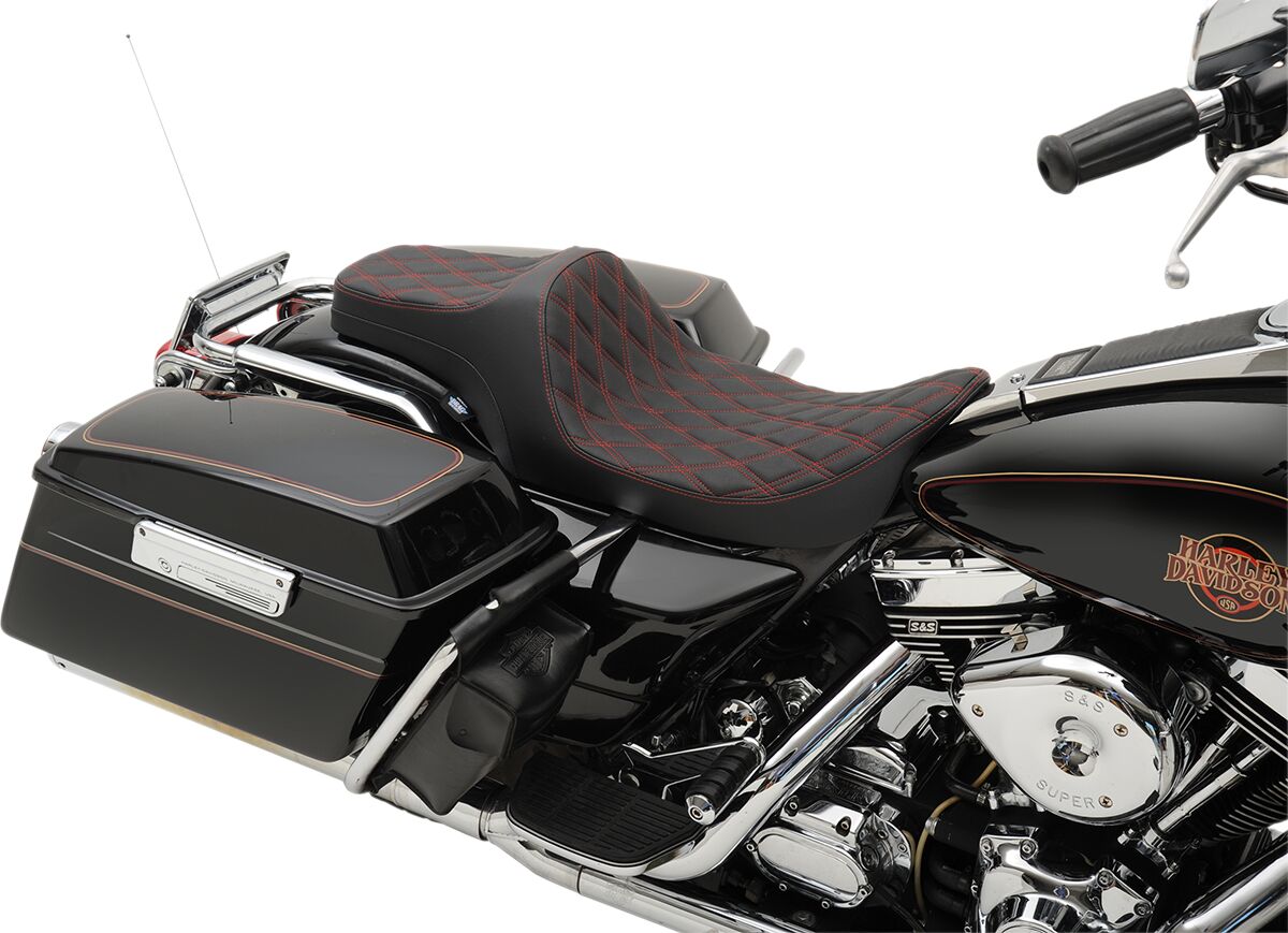 Drag Specialties Seats Seat Prediii Ddia Red Thr SEATS-FOR HARLEY DRESSER/TOURI Drag Specialties