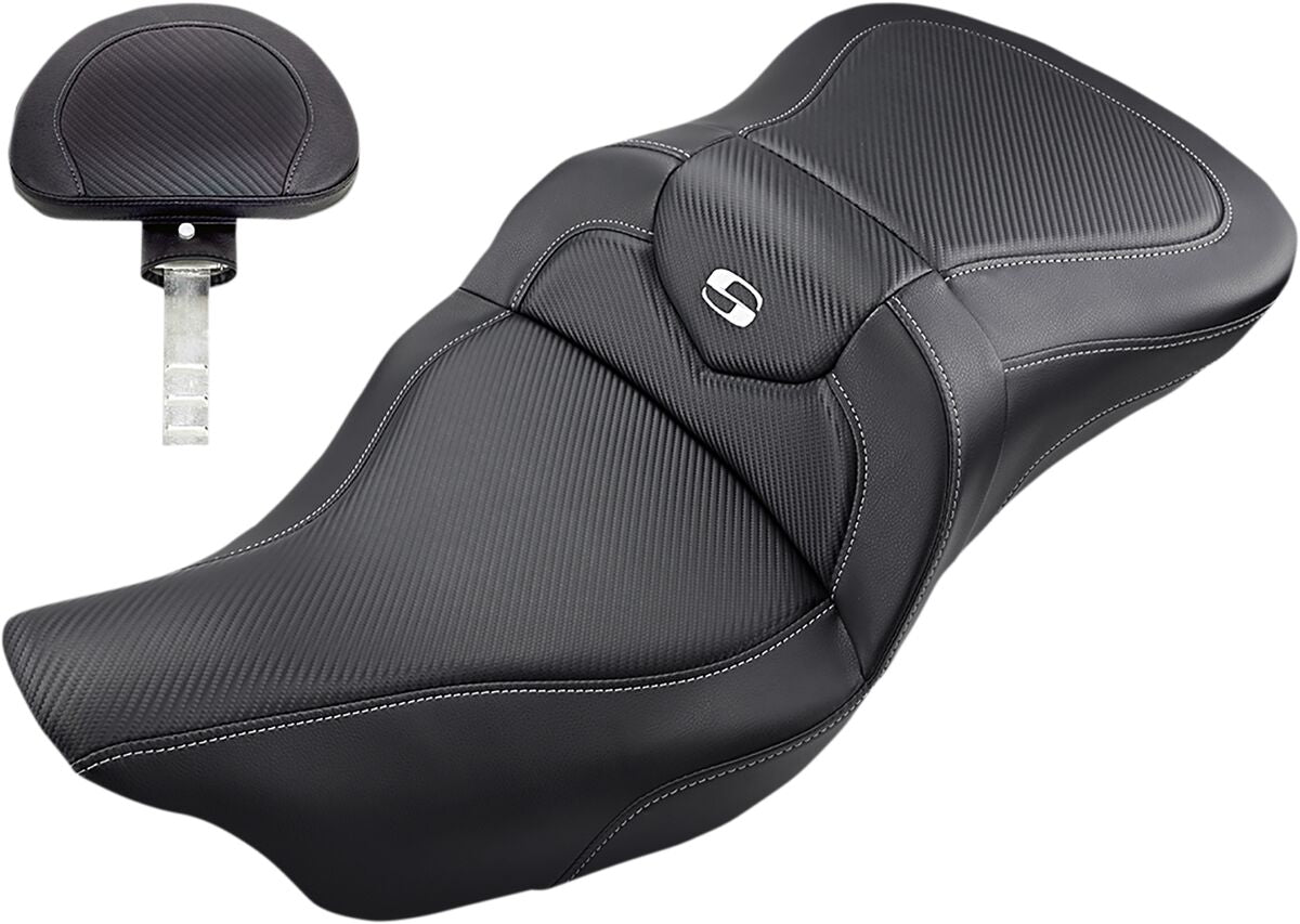 Roadsofa CF With Driver's Backrest Seat - 08+ Touring Seat Saddlemen