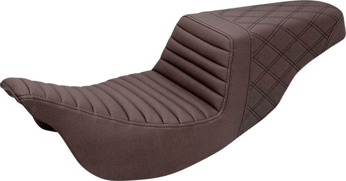 Step Up Front TR & Rear LS Seat, Brown - 08+ Touring FLHR/FLHT/FLHX/FLTR Seat Saddlemen