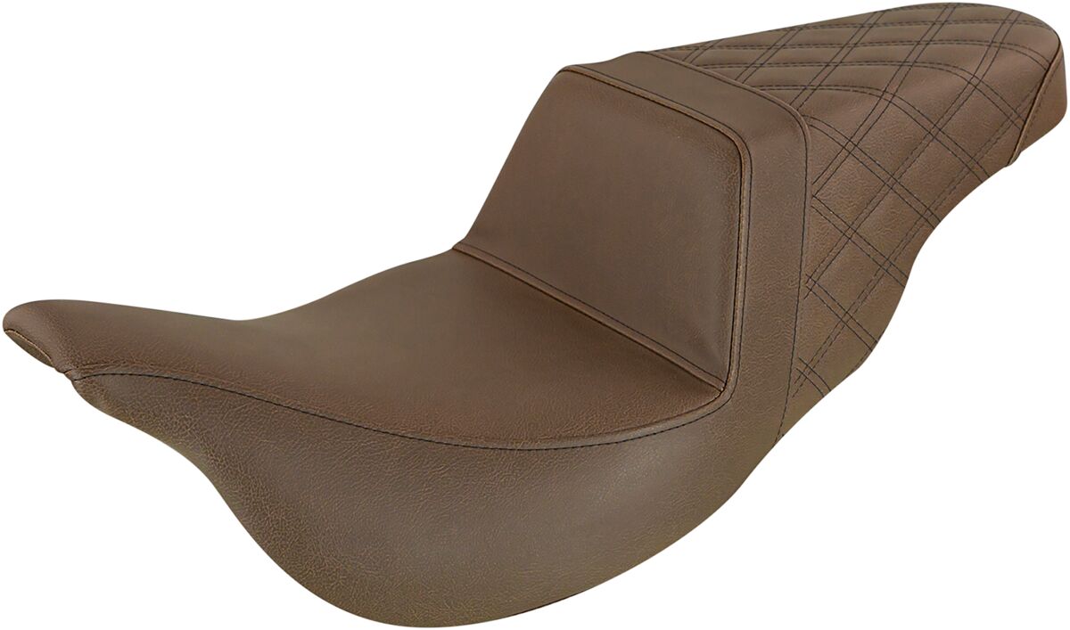 Step-Up Rear LS Extended Reach Seat, Brown - 08+ Touring Seat Saddlemen