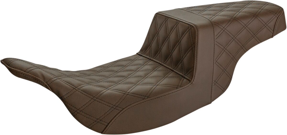 Step Up Front & Rear LS Seat, Brown - 99-07 Touring FLHT/FLTR (Except FLHX) Seat Saddlemen