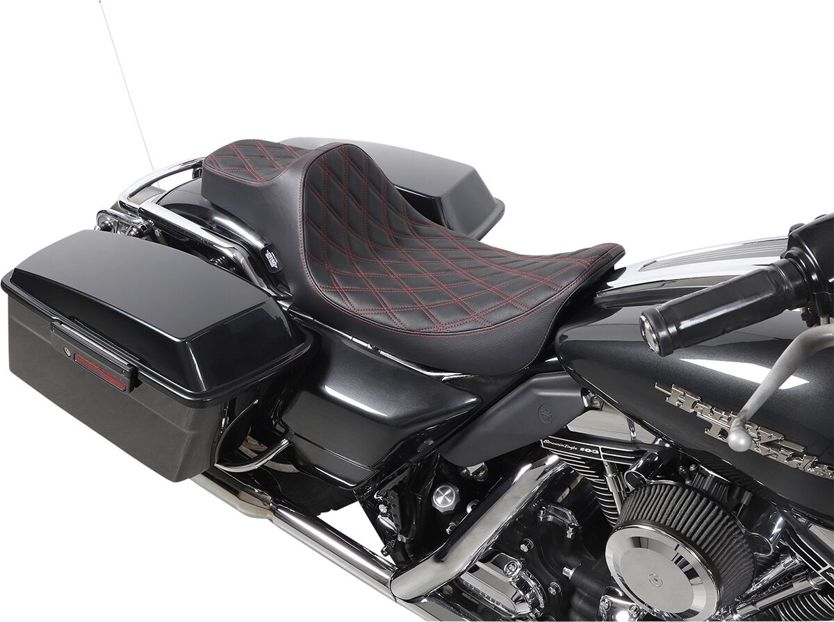 Drag Specialties Seats Seat Pred 3 Ex Rch Dd Red SEATS-FOR HARLEY DRESSER/TOURI Drag Specialties