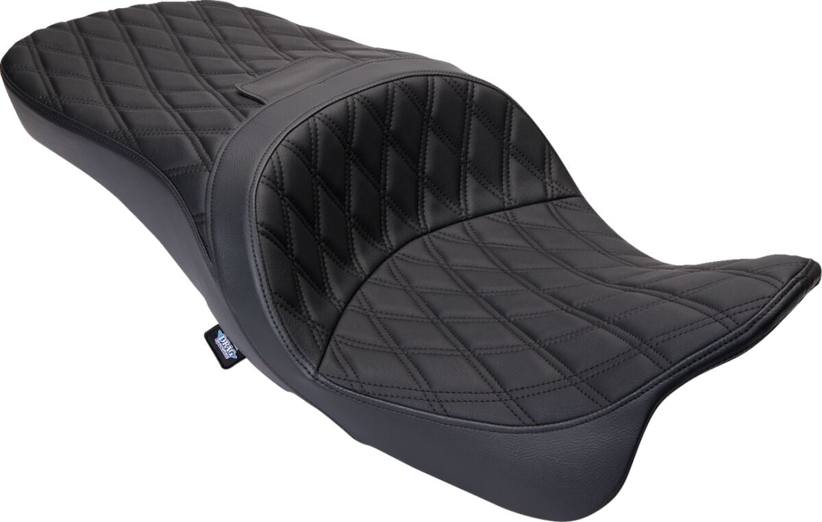 Drag Specialties Seats Seat Freedom Vinyl Double Diamond Black Stitch Flh 2009 2023 Seat Drag Specialties