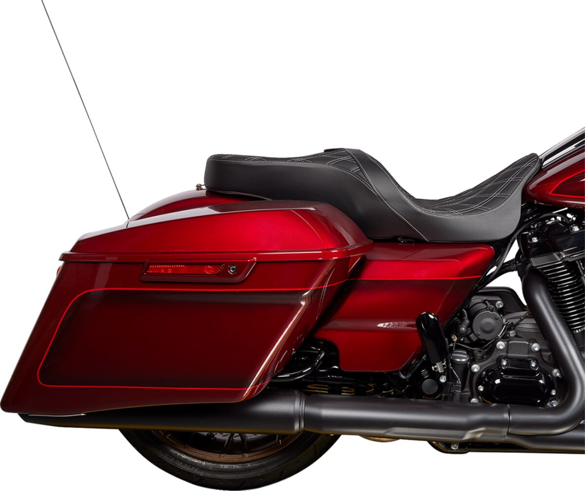 Drag Specialties Seats Seat Freedom Vinyl Double Diamond Silver Stitch Flh 2009 23 Seat Drag Specialties