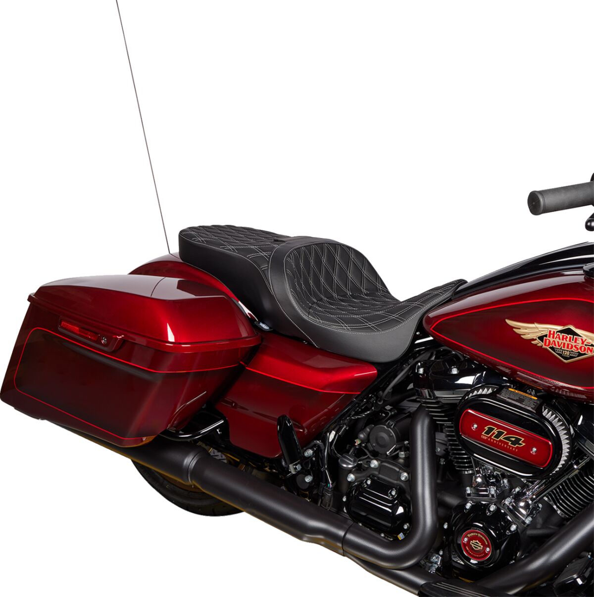 Drag Specialties Seats Seat Freedom Vinyl Double Diamond Silver Stitch Flh 2009 23 Seat Drag Specialties