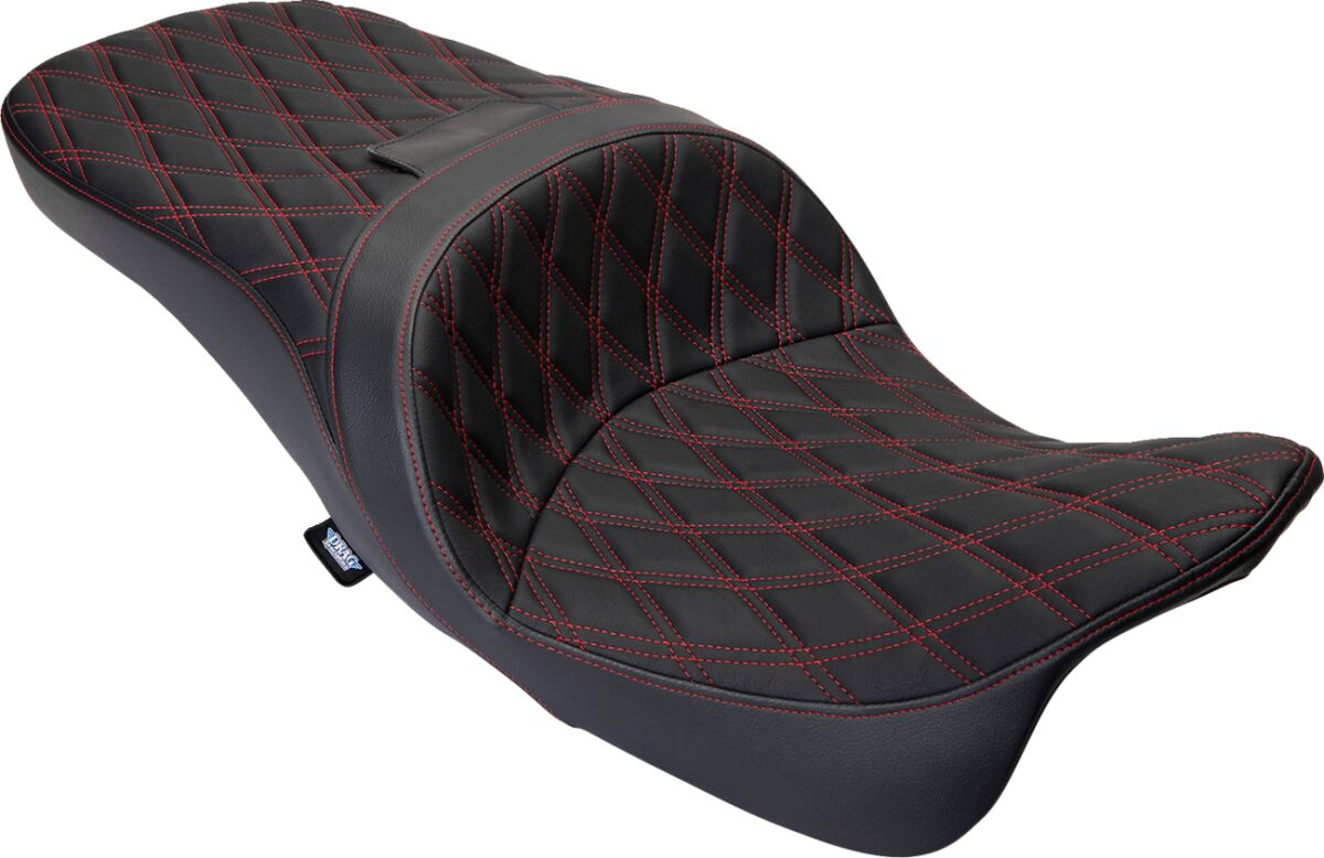 Drag Specialties Seats Seat Freedom Vinyl Double Diamond Red Stitch Flh 2009 2023 Seat Drag Specialties Seats