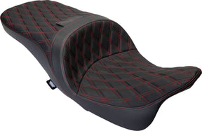Drag Specialties Seats Seat Freedom Vinyl Double Diamond Red Stitch Flh 2009 2023 Seat Drag Specialties Seats