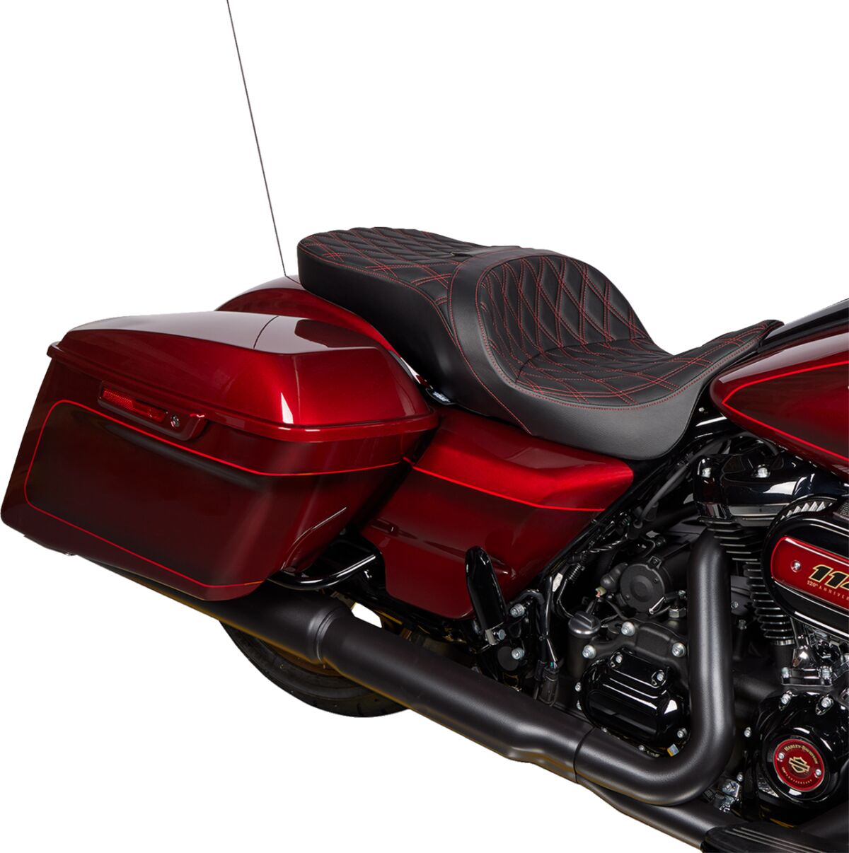 Drag Specialties Seats Seat Freedom Vinyl Double Diamond Red Stitch Flh 2009 2023 Seat Drag Specialties Seats