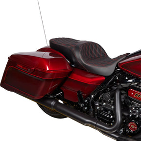Drag Specialties Seats Seat Freedom Vinyl Double Diamond Red Stitch Flh 2009 2023 Seat Drag Specialties Seats