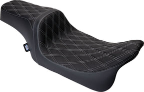 Drag Specialties Seats Seat Predator 1 Up Vinyl Double Diamond Silver Flh 2008 2023 Seat Drag Specialties