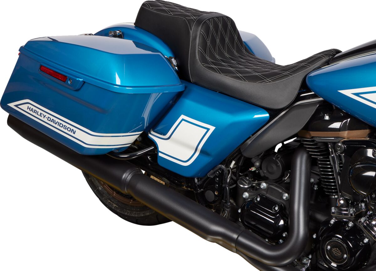 Drag Specialties Seats Seat Predator 1 Up Vinyl Double Diamond Silver Flh 2008 2023 Seat Drag Specialties