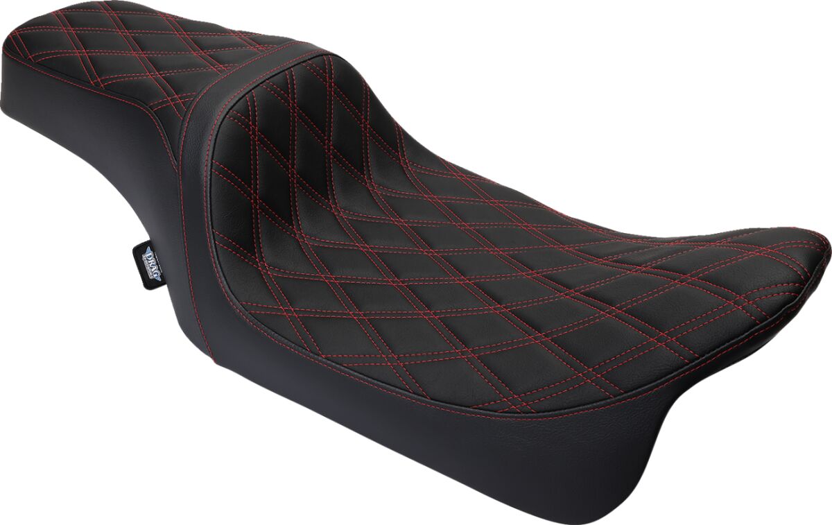 Drag Specialties Seats Seat Predator 1 Up Vinyl Double Diamond Red Flh 2008 2023 Seat Drag Specialties